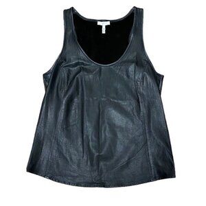 Joie Sz S Tank Top Sleeveless Leather Shell Black